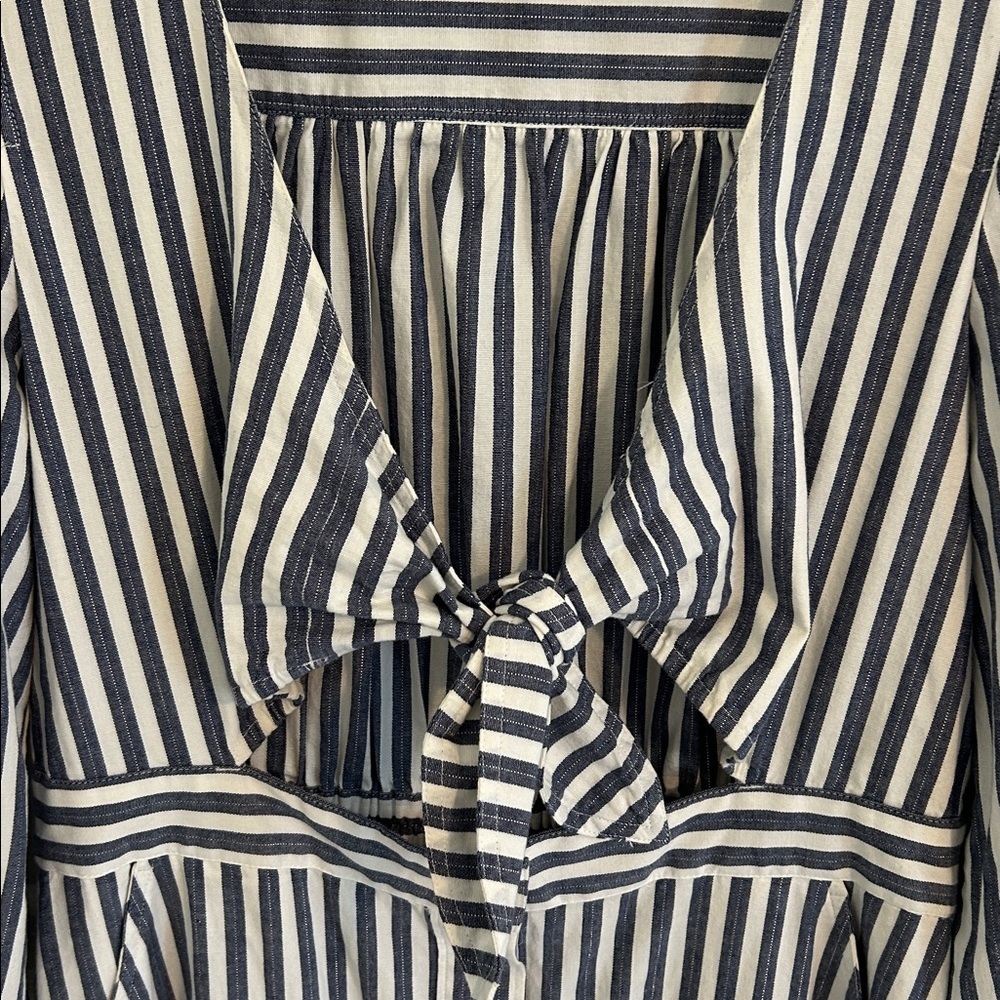 Madewell Shimmer Striped Tie-Front Bow Midi Dress Style H6748 New Size 14 - Picture 8 of 15